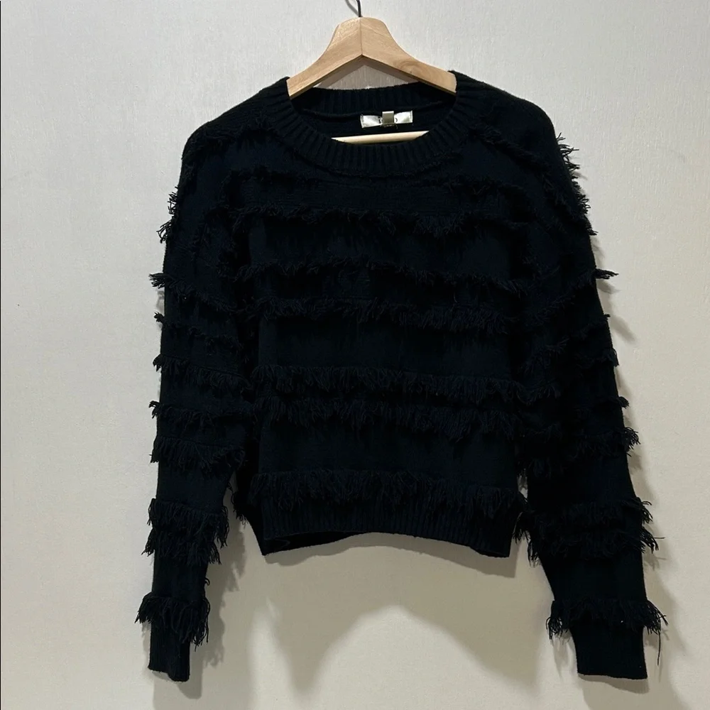 INTO WOMENS FRINGED TOP SWEATER TOP Sz M/L